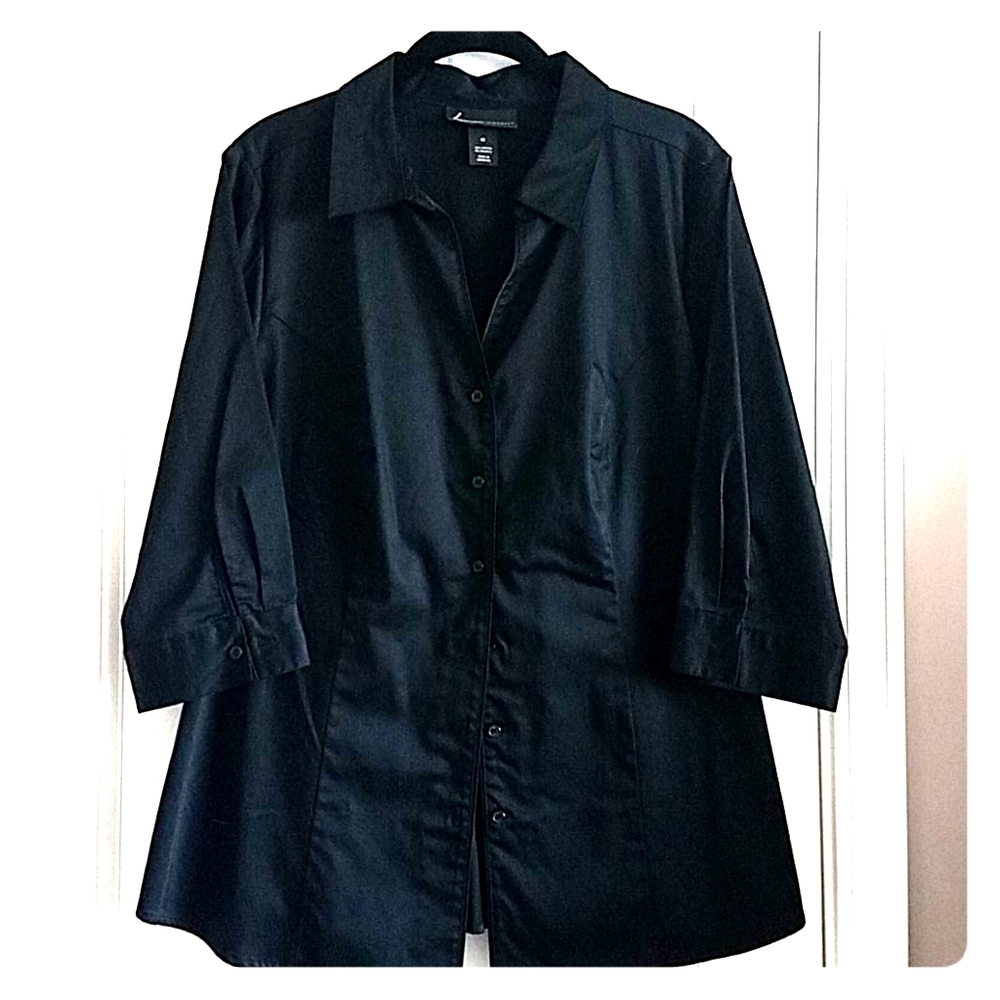 Black fitted cotton 3/4 sleeves Lane Bryant shirt